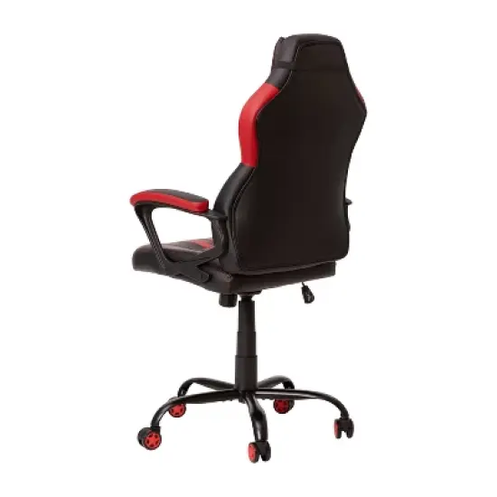 BlackArc High Back Gaming Chair with Red and Black Faux Leather Upholstery, Adjustable Swivel Seat and Padded Flip-Up Arms image {2}