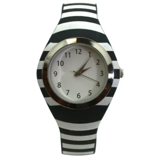 Olivia Pratt Stripped Silicone Band Women Watch image {5}