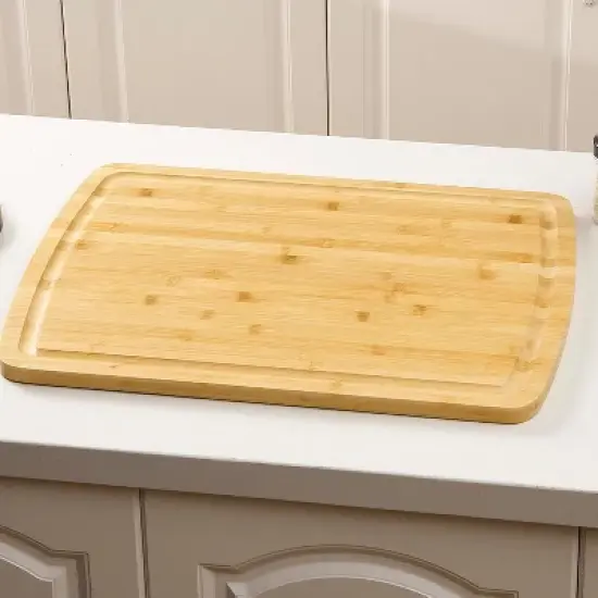 Bamboo Cutting Board, Extra Large Reversible Chopping Board for Kitchen, Stove Top Cover, Perfect for Meat, Vegetables and Cheese, Knife-Friendly image {2}