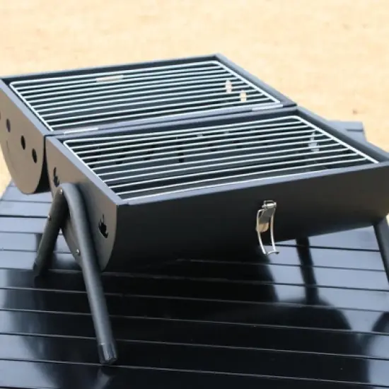 ORRD Portable Tabletop Charcoal Grill - Heavy-Duty Steel, Compact BBQ for Camping/Backyard, Easy Setup image {4}