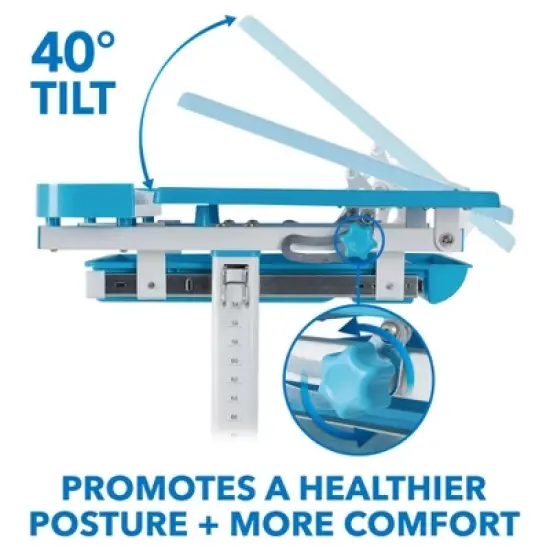 Mount-It! Kids Desk and Chair Set | Height Adjustable Ergonomic Children's School Workstation with Storage Drawer | Blue image {9}