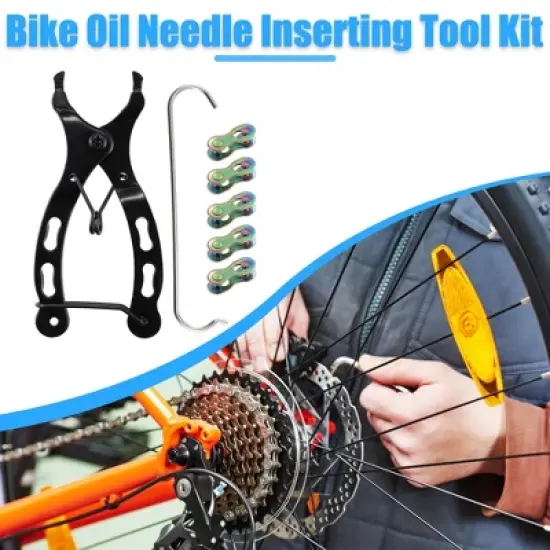 Unique Bargains Universal Bike Chain Repair Tool Kit with 5 Pairs Bicycle Chain Joint Multicolor image {1}