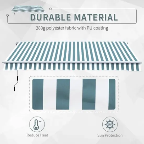 Sapphtopaz 12' x 10' Retractable Awning Manual Patio Awnings Sunshade Shelter 280gsm UV Resistant with Manual Crank Handle Aluminum Frame image {5}