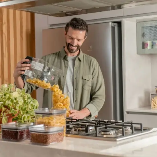 OU Airtight Food Storage Container 4.2 Cup, BPA Free, Clear Plastic Food Storage Container with Leak Proof Lid, Stackable Kitchen Organizer image {4}