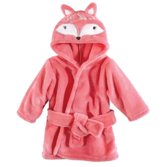 Hudson Baby Infant Girl Plush Animal Face Bathrobe, Boho Fox, 0-9 Months image {1}