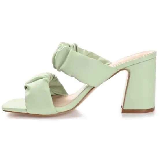 Journee Collection Womens Zoee Open Square Toe Block Heel Sandals Green 7 image {1}
