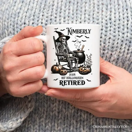 Funny Retired Skeleton Mug, Halloween Mug Gift (Non-Custom Only)| OrnamentallyYou image {2}