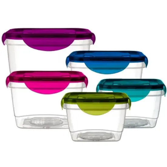 Lexi Home  Jumbo 5-Piece Lock and Seal Square Food Storage Container Set image {6}
