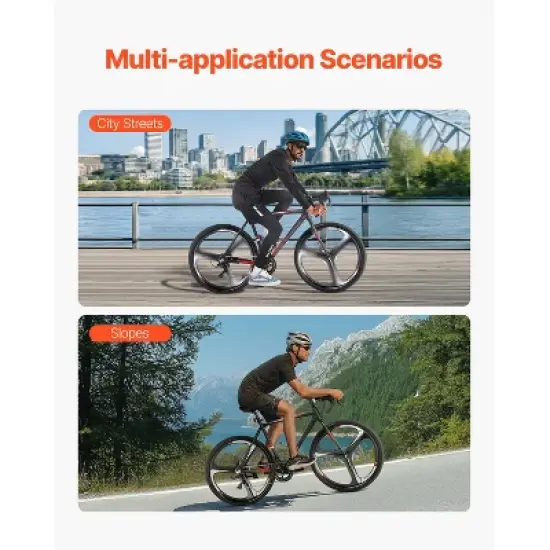 VEVOR Road Bike, 700C Wheels Racing Bike, SHIMANO 14 Speeds Drivetrain City Commuter Road Bicycle with Aluminum Alloy Frame, Drop Bar, Black image {5}