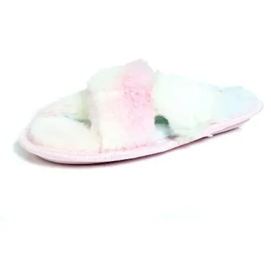 Limited Too Girl's Fuzzy Cross Band House Slide Slippers image {1}