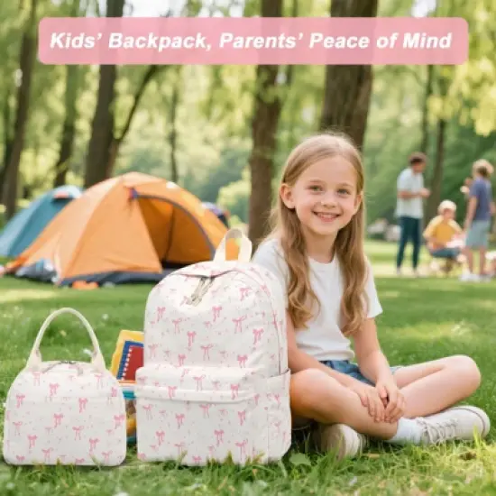 School Backpack for Girls Kids Teens Cute School Bookbag Set with Insulated Lunch Box Pencil Case image {4}