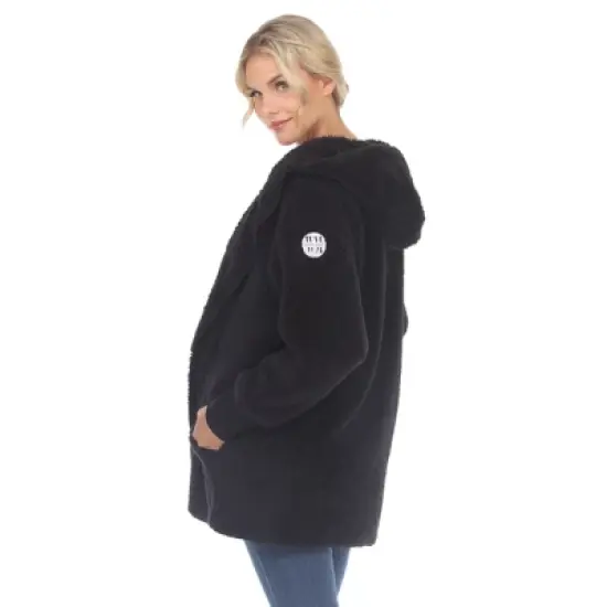 Maternity Plush Hooded Cardigan with Pockets image {2}