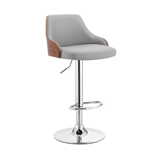 Asher Adjustable Counter Height Barstool with Faux Leather Chrome Finish - Armen Living image {12}