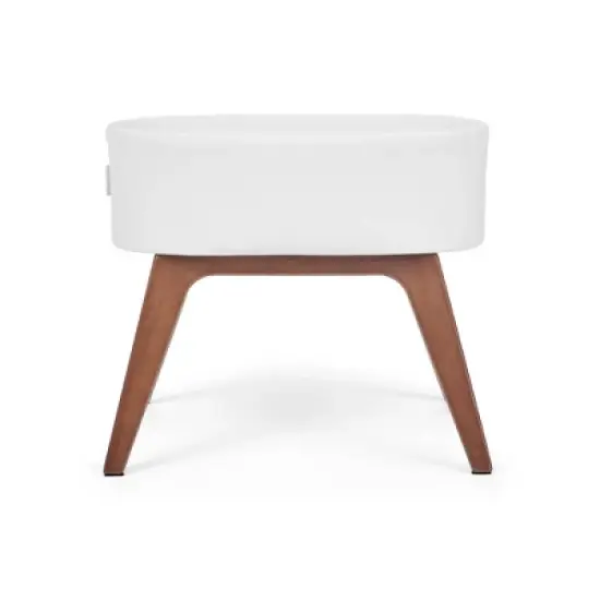 Delta Children Aero Bassinet Modern Portable Baby Crib with Solid Wood Legs, Mattress Pad and Fitted Sheet - White image {10}