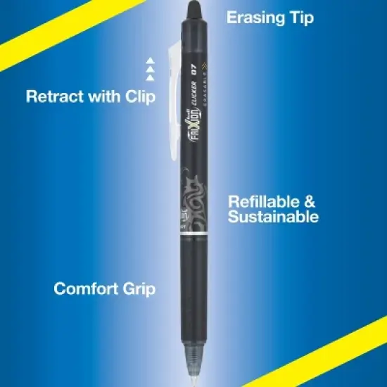 Pilot 5pk FriXion Clicker Erasable Gel Pens Fine Point 0.7mm Assorted Inks image {3}