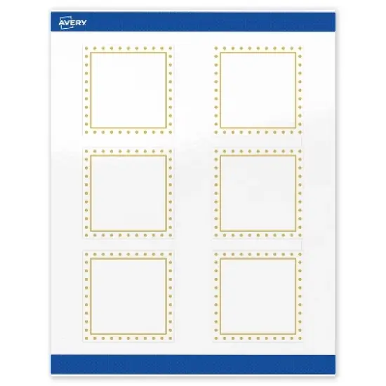 Avery 3" x 3" Labels, Gold Border with Gold Dots, 60 ct image {8}