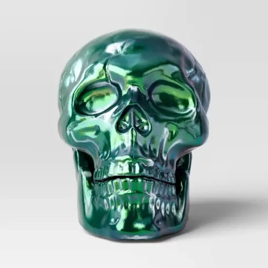 10" Large Plated Skull Halloween Decorative Prop - Hyde and EEK! Boutique&trade; image {3}