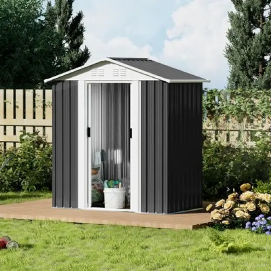 Outdoor Metal Storage Shed,storage Shed With Aluminum Alloy Frame With Metal Base,Tool Shed For Patio Garden Backyard-Coolbibila image {7}