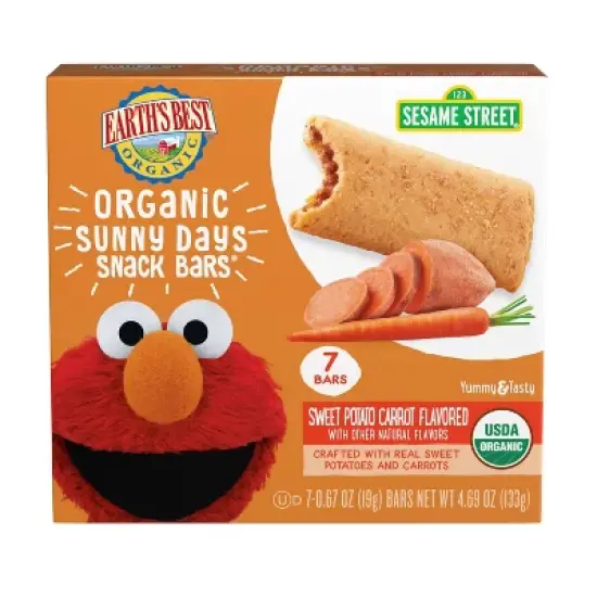 Earth's Best Organic Sweet Potato Carrot Toddler Snack Bars Sesame Street Sunny Days - 7ct image {10}