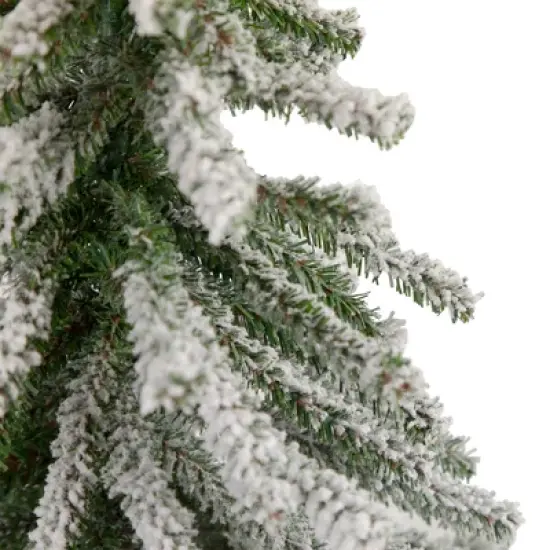Northlight Potted Flocked Downswept Mini Village Pine Medium Artificial Christmas Tree - 2' - Unlit image {4}