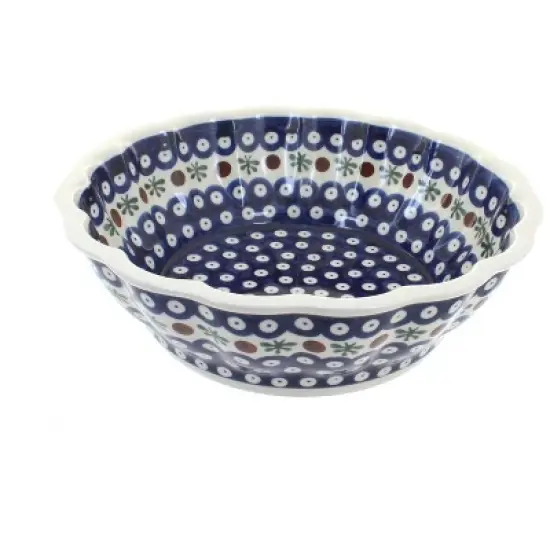 Blue Rose Polish Pottery 1279 Zaklady Large Scallop Bowl image {5}