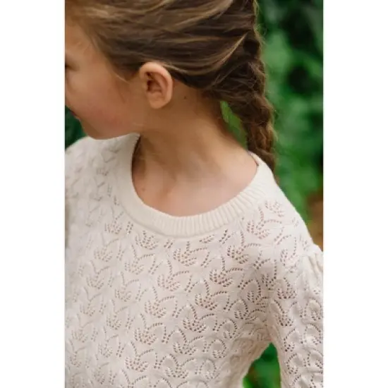 Hope & Henry Girls' Long Balloon Sleeve Pointelle Pullover Sweater, Infant image {4}