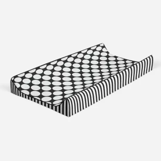 Bacati - Dots/Pin Stripes Black/White Large Dots Changing Pad Cover image {6}
