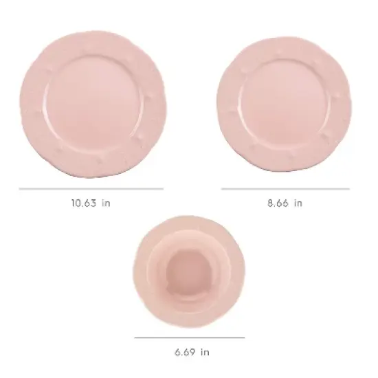 Fulya 12 Pieces Dinnerware Set Light Pink image {4}