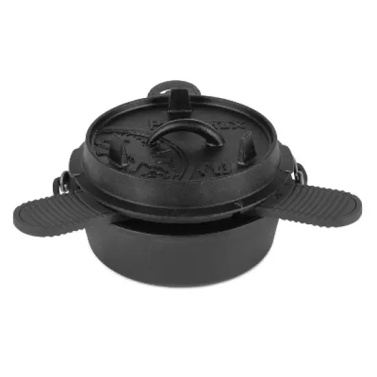 Petromax Silicone Trivet for Camp Dutch Ovens and Pans, Cold and Heat Resistant Non-Slip Base Protection with Lid Grooves, 12.6 inch diameter, Black image {3}