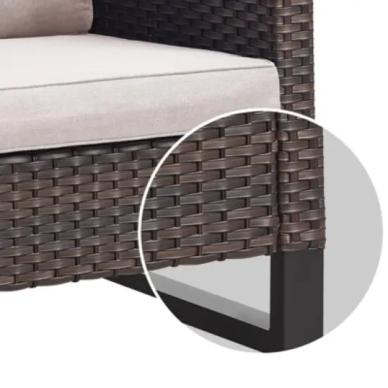 Buenhomino 4 Pieces Outdoor Patio Furniture Set with 41&rdquo; Fire Pit Table, Rattan Patio Sectional Sofa Conversation Set with 50000BTU Propane Fire Pit image {5}
