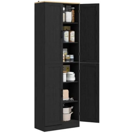 HOMCOM 67" Freestanding Kitchen Pantry, 4-Door Storage Cabinet Organizer with Adjustable Shelves and Doors image {3}