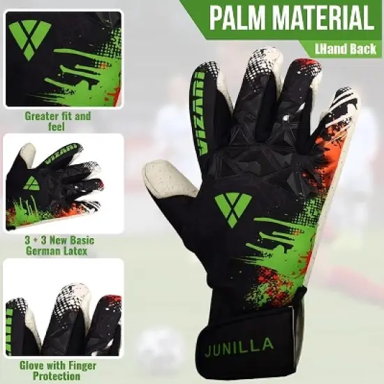 Vizari Junilla F.P. Soccer GK Goalkeeper Gloves with Finger Protection for Adults and Teens | Professional Level image {2}