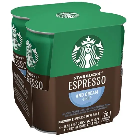 Starbucks Doubleshot Espresso Light Premium Coffee Drink - 4pk/6.5 fl oz Cans image {2}