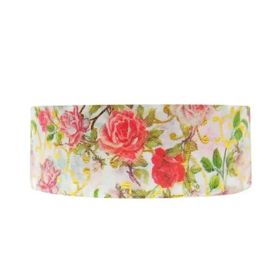 Wrapables Gold and Silver Foil Washi Masking Tape, Elegant Roses, 15mm x 5M image {3}