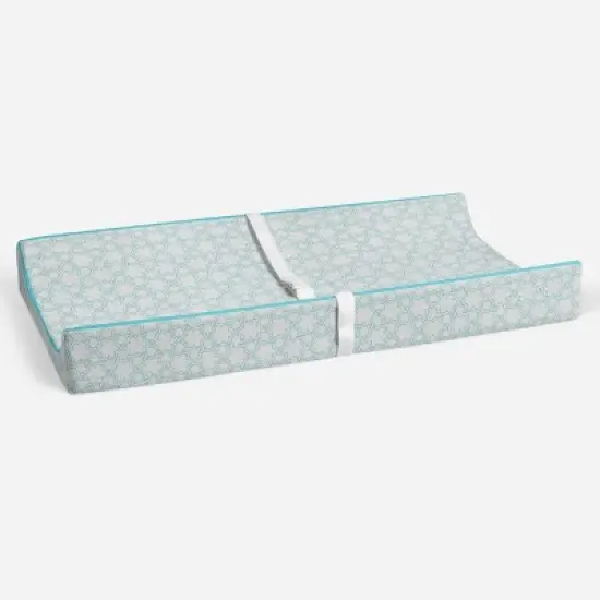 Bacati - Floral Quilted Muslin Changing Pad Cover Aqua image {3}