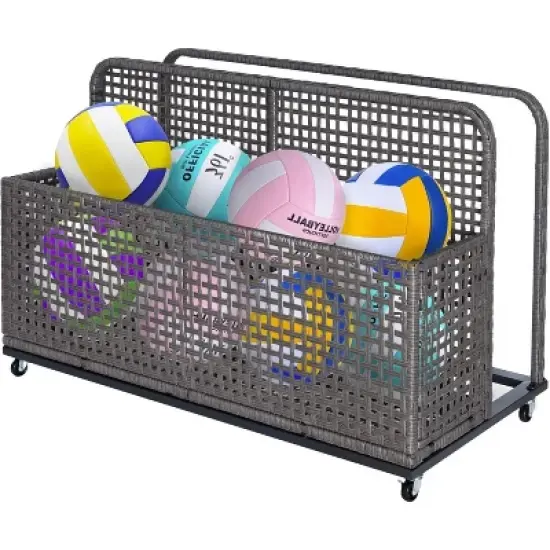 Waterproof Wicker Pool Float Storage Basket with Rolling Wheels, Large Outdoor Organizer, Patio Deck Box for Backyard and Poolside Use image {8}