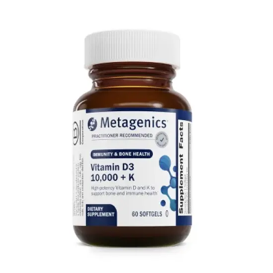 Metagenics D3 + K2: Immune, bone & heart support, non-GMO, gluten-free, 10,000 IU, 60 softgels. image {8}