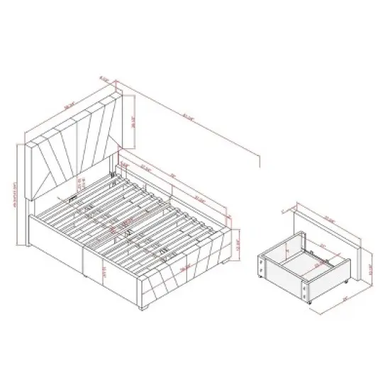 Laporte Upholstered Bed with 4 Side Drawers - miBasics image {15}