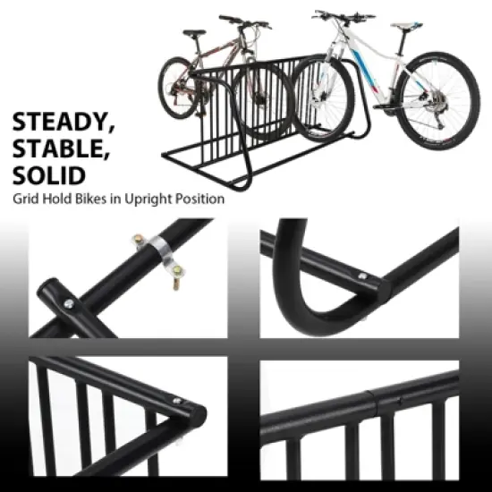 Commercial Bike Rack Garage, Grid Bike Rack in Ground, 10-Bike Capacity Dual Sided Bicycle Storage Stand Parking Stand for Garages, Stores image {6}