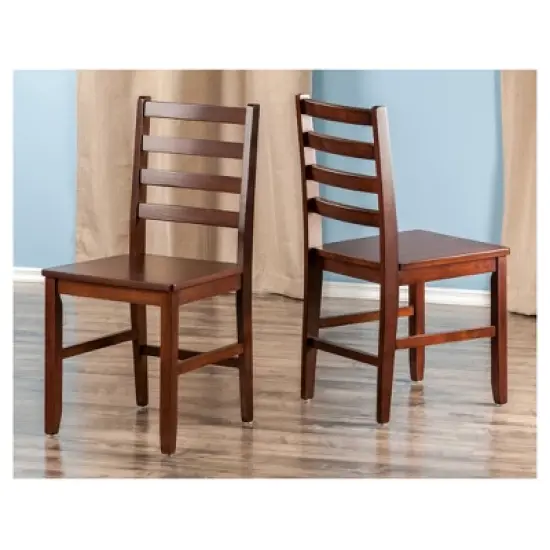 2pc Hamilton Ladder Back Chair - Antique Walnut - Winsome image {2}