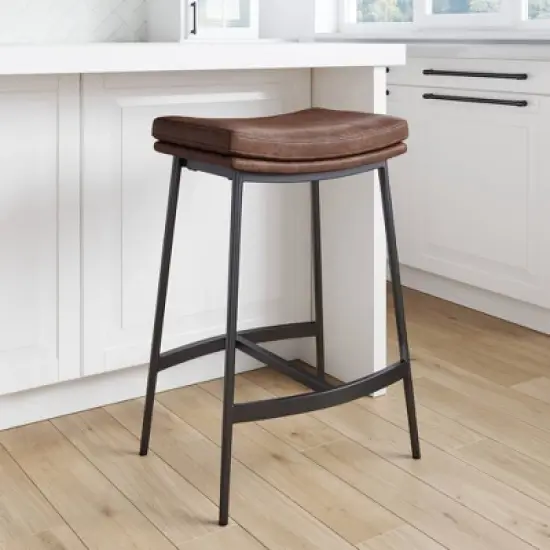 Upholstered Counter Height Metal Barstool - Nathan James image {7}