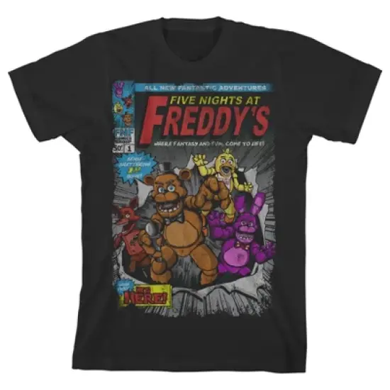Five Nights at Freddy's Comic Cover Art Boy's Black T-shirt image {3}