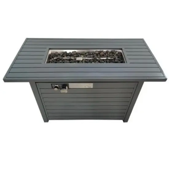 25 H x 42 W Outdoor Fire Pit Table with Lid (Gray) image {2}