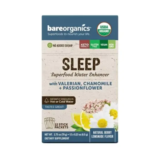 BareOrganics Vegan Superfood Water Enhancer Powder Packets - 12ct image {2}
