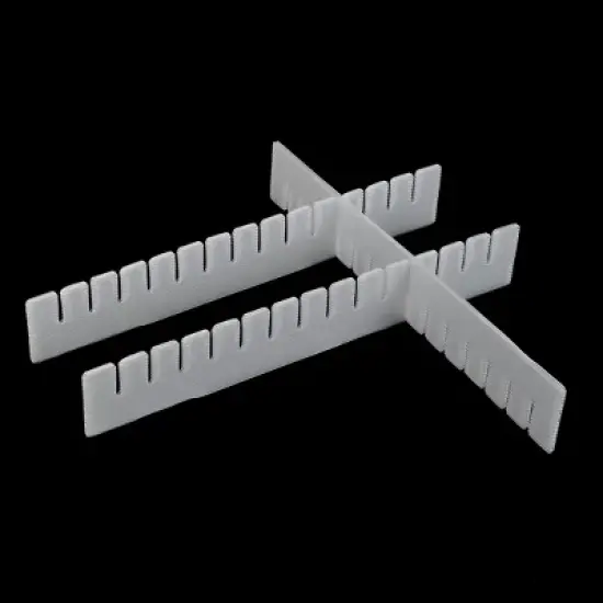 Unique Bargains DIY Grid Divider Household Necessities Organizer Plastic Drawer storage board 17" x 2.5" White 6 Pcs image {1}