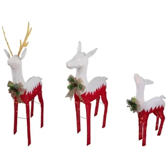 Northlight Set of 3 Lighted Red Reindeer Family Outdoor Christmas Decoration image {3}