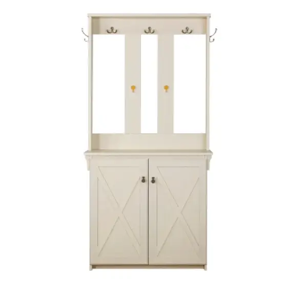 Saint Birch Hawksbury Hall Tree & Cabinet, White image {2}