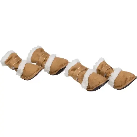 Pet Life Shearling "Duggz" Dog Shoes - Beige image {4}