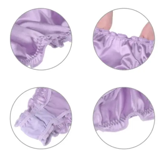 Agnes Orinda Women Plus Mid-Rise Frill Trim Elastic Waist Satin Bikini Purple Thong Medium image {3}