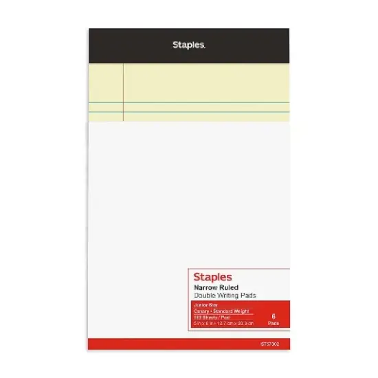 Staples Notepads 5" x 8" Narrow Canary 100 Sh./Pad 6 Pads/PK (35715-CC) 398212 image {3}